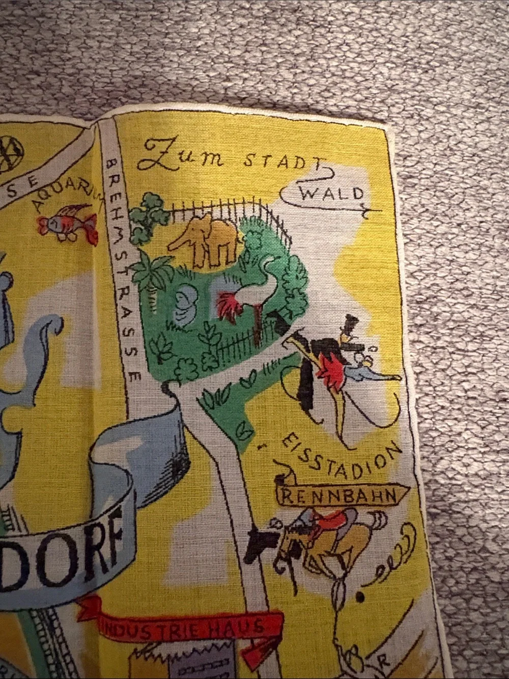 Dusseldorf Souvenir Map handkerchief - Yellow & Blue